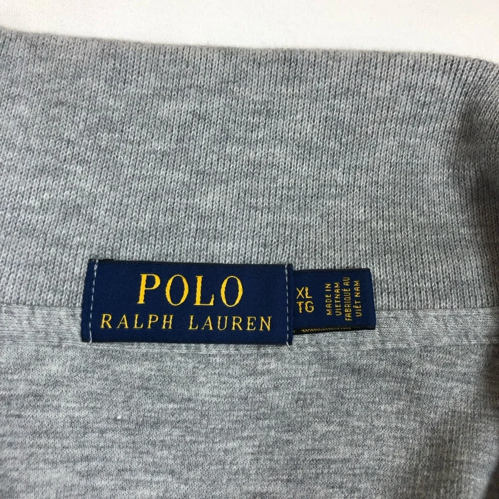 Polo Ralph Lauren Cotton Gray Embroidery Pony‎ 1/4 Zipper Pull Over Sweater XL
